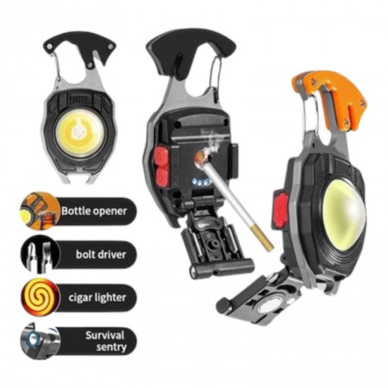 Niwalker Pro Kamp Feneri Çok Fonksiyonlu Fener Anahtarlık USB Çakmaklı Cam Kırıcı Kemer Kesici