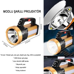 6 Mod Şarjlı EL Feneri Projektör Tipi Watton Wt-615