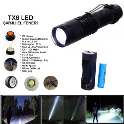 Orjinal 800 Lümen T6 Şarjlı EL Feneri Watton Wt-086